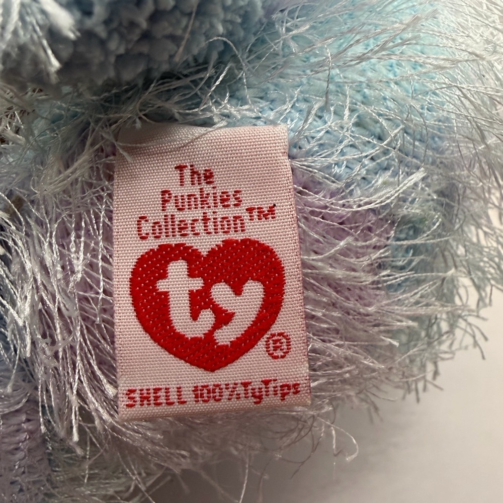 TY Punkies  Twizzles plush Fuzzy Blue and White Stuffed Bear 8” 2002 - Picture 6 of 10